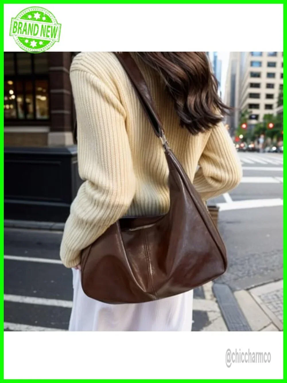 Slouchy Hobo Bag Women's Soft Vegan Leather Shoulder Crossbody Purse Stylish